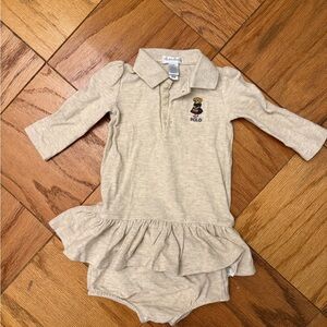 Ralph Lauren Baby Polo Bear Dress & Bloomers in Beige